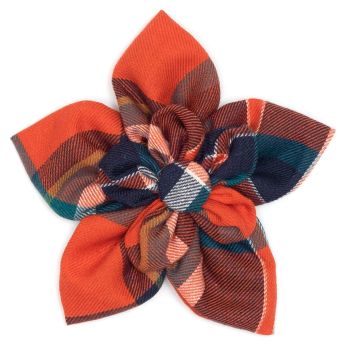 Orange/Navy Plaid Flower